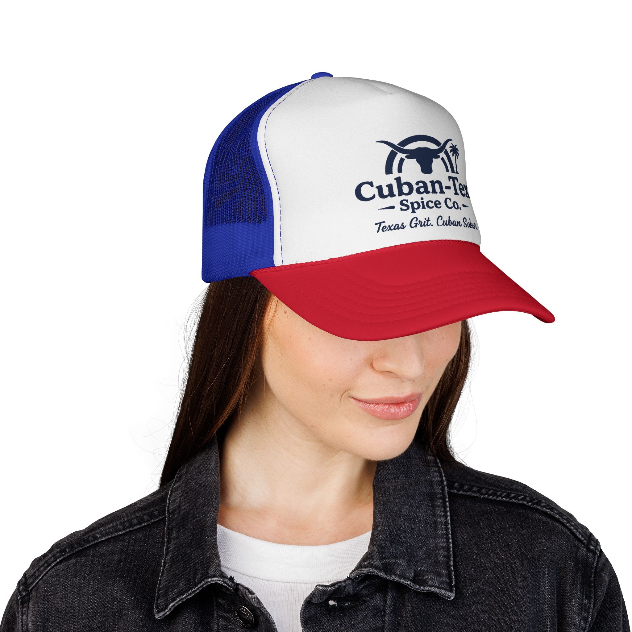 Cuban-Tex Spice Co. Trucker Hat — Texan-Cuban Logo Mesh Cap